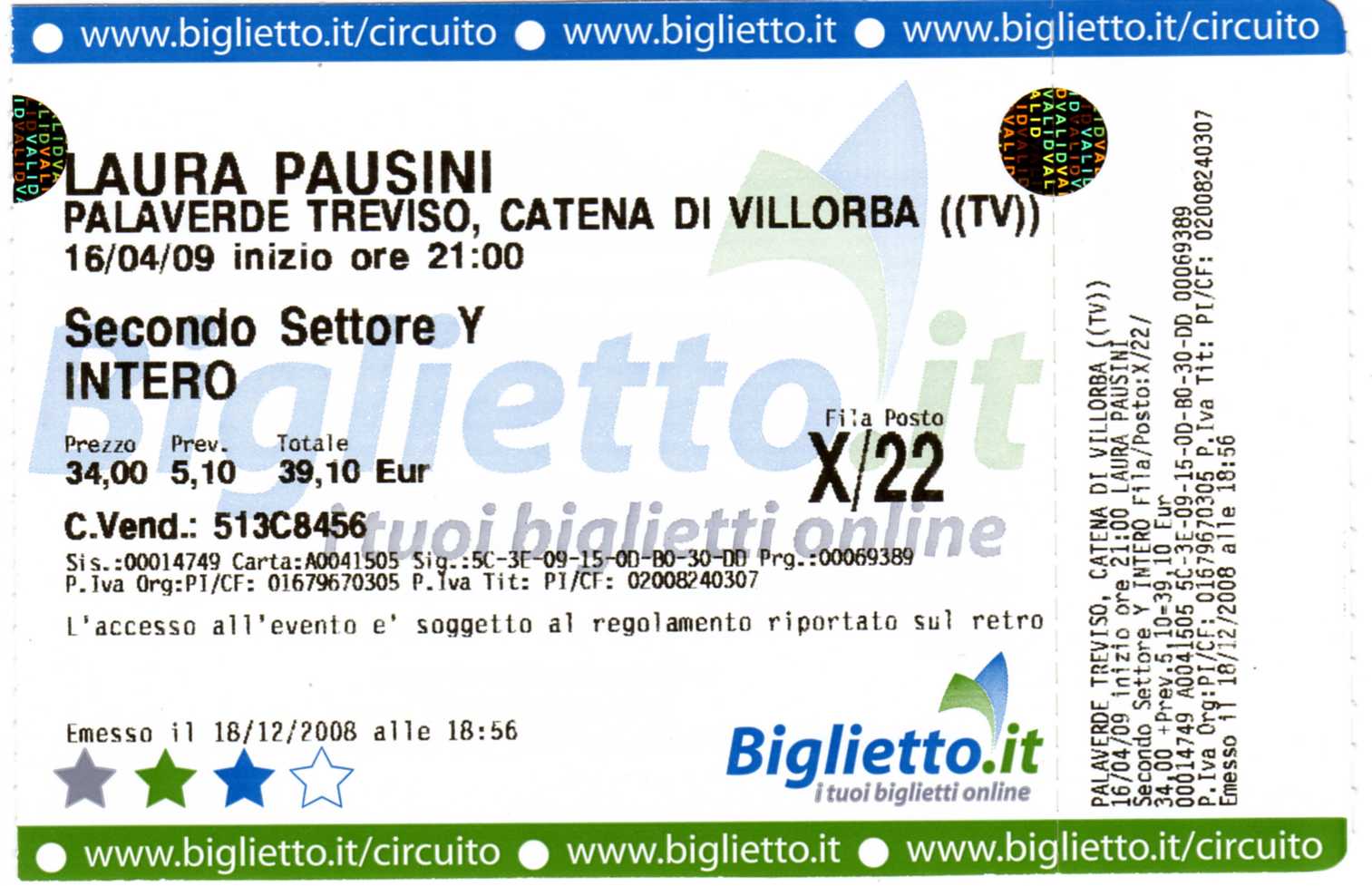 Biglietto Laura Pausini a Treviso