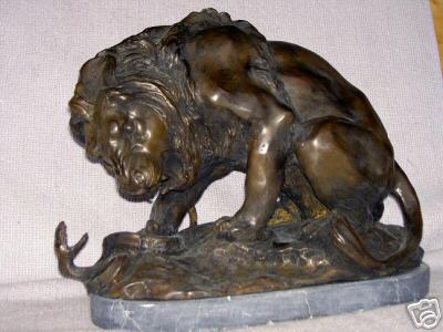Bronzo firmato leone in bronzo