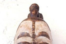 Nord Africa legno intagliato Maschera Cerimoniale Viso 1
