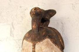 Nord Africa legno intagliato Maschera Cerimoniale Viso 2